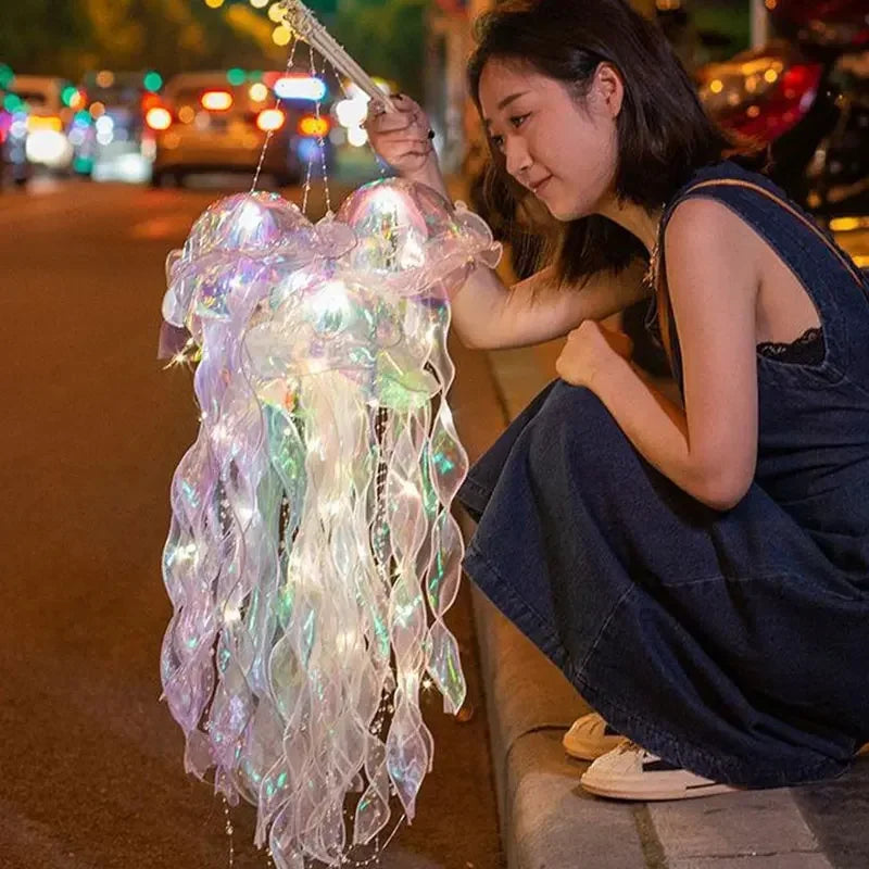 Jellyfish LED Lantern Night Light - Hanging Ocean Mermaid Bedroom & Party Decor for Kids