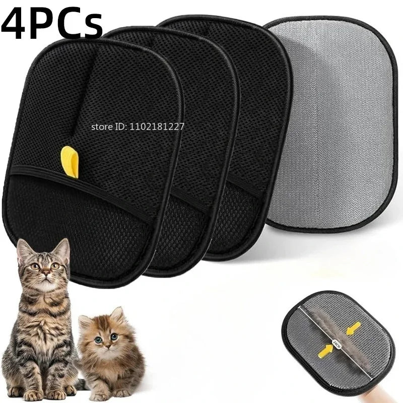 Pet Hair Removal Set – Reusable Double-Sided Grooming Gloves & Detachable Lint Brush for Dog & Cat Fur on Carpets, Sofas & Clothing