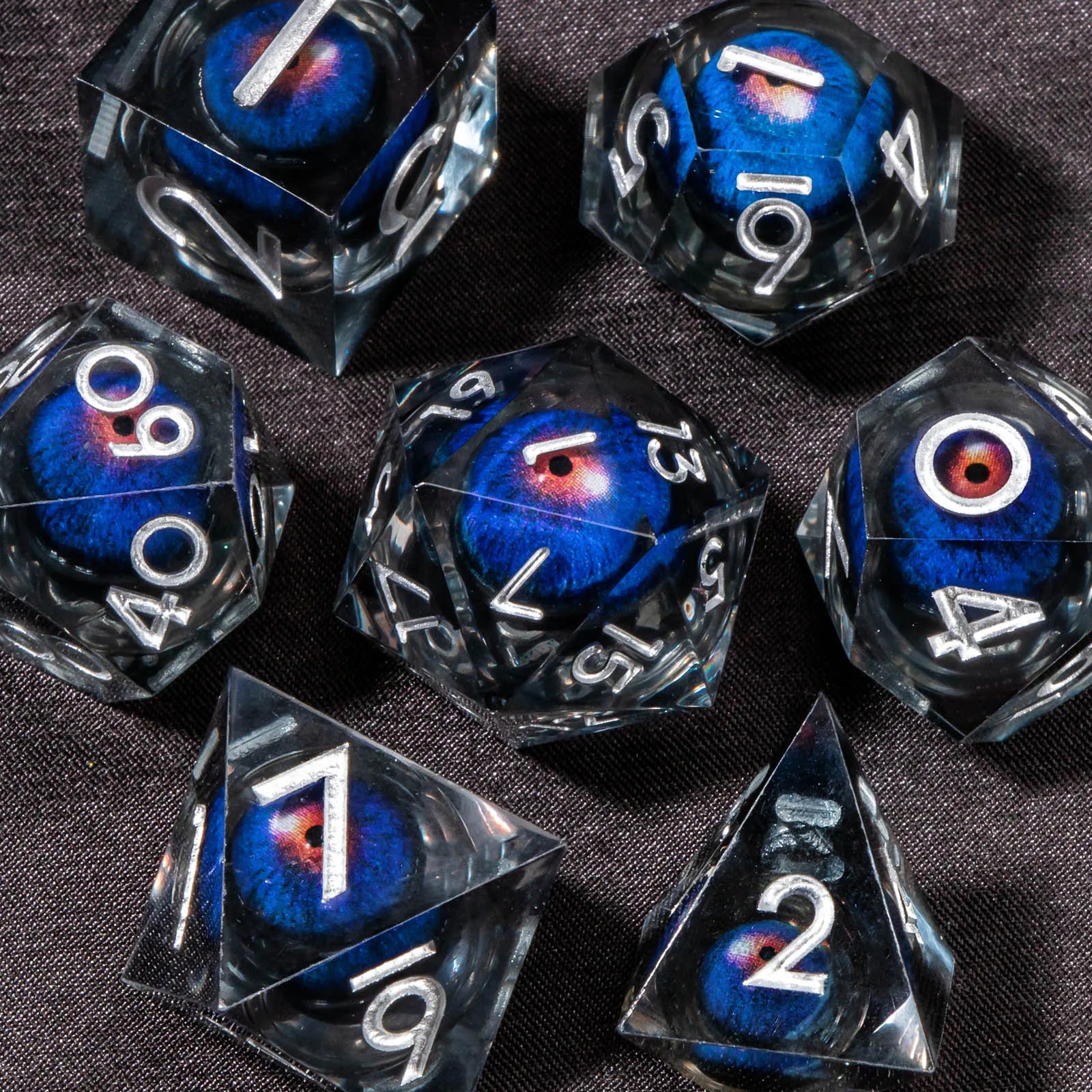 Liquid Core Resin RPG Dice Set — Sharp-Edged D20 D12 D10 D8 D6 D4 for Tabletop Gaming