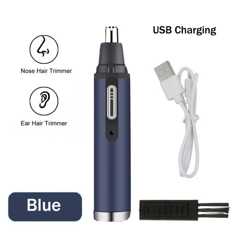 Rechargeable 2-in-1 Nose & Ear Hair Trimmer – Washable USB Electric Groomer with Stainless Steel Blade