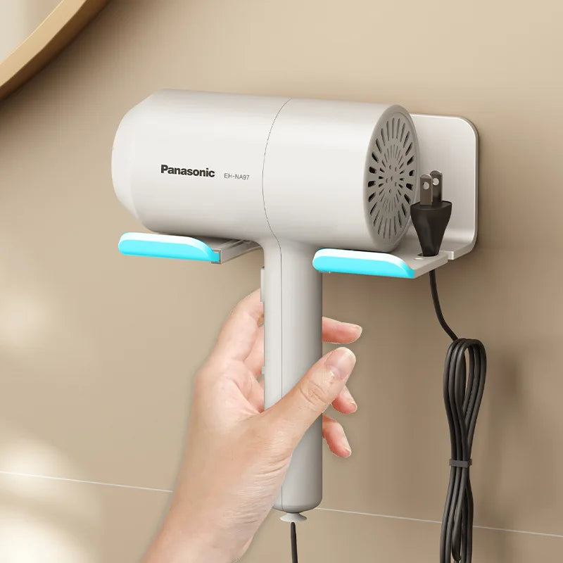 No-Drill Wall-Mounted Hair Dryer & Straightener Holder — Aluminum Bathroom Organizer Shelf