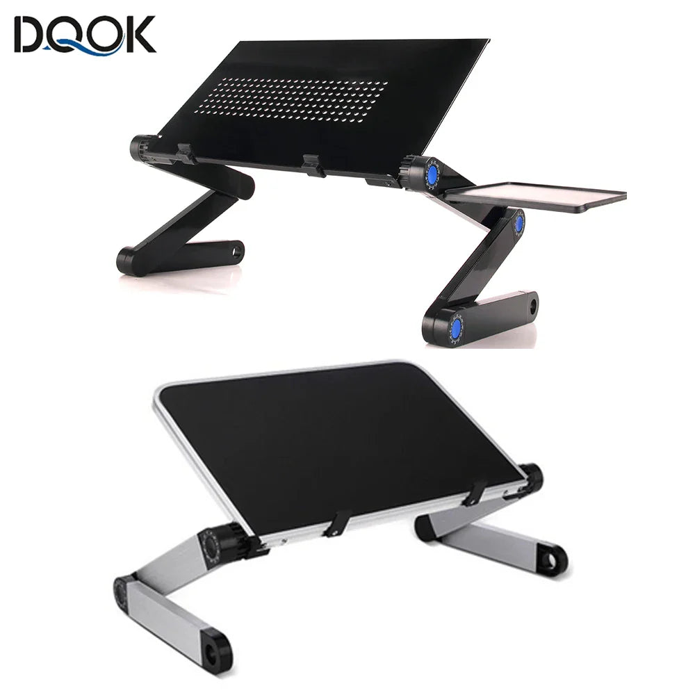 Adjustable Aluminum Laptop Desk Stand with Mouse Pad, Portable Ergonomic Lap Desk for Bed, Sofa and TV