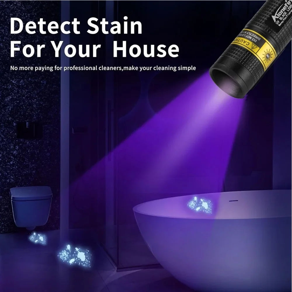 365nm Mini UV LED Blacklight Flashlight USB Rechargeable 3W – Portable UV Lamp for Nail Curing, Pet Stain & Scorpion Detection