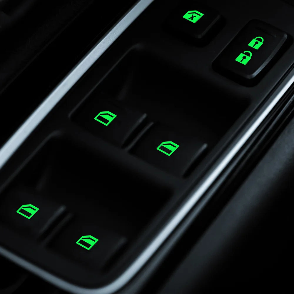 Glow-In-The-Dark Car Window Button Stickers - Luminous Switch Decals for Interior Night Visibility