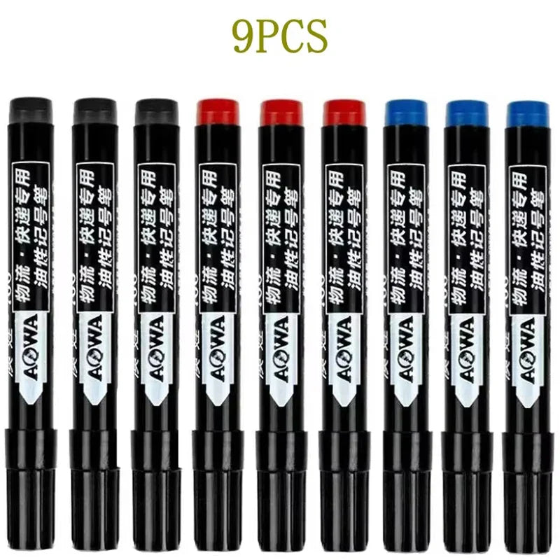 Permanent Paint Marker Pens – Waterproof Black Oil-Based Quick-Dry Markers for Tires & Oily Surfaces (3/9 Pack)