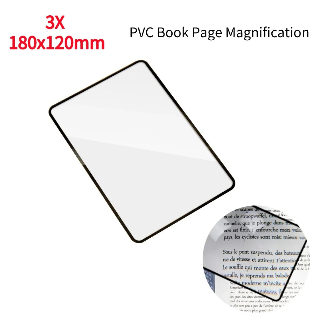 3X Ultra-Thin Full-Page Magnifier Sheet 180 x 120 mm (7.08 x 4.72 in) Book Page Reading Loupe