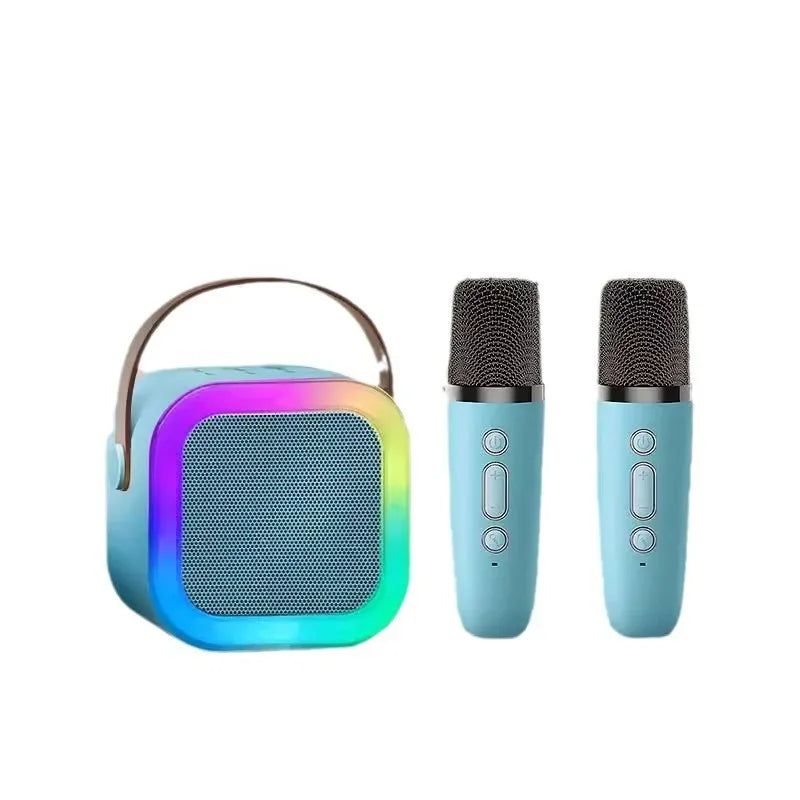 Mini Portable Karaoke Speaker with 2 Microphones, Bluetooth 5.0 KTV Singing Set, DSP RGB LED Lights, Deep Bass and Long Battery Life
