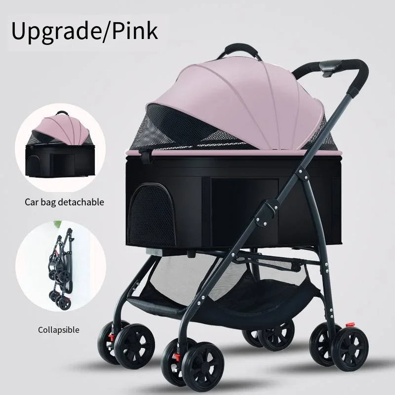 Lightweight Foldable Pet Stroller for Small and Medium Dogs & Cats Portable Outdoor Pet Carrier on Wheels