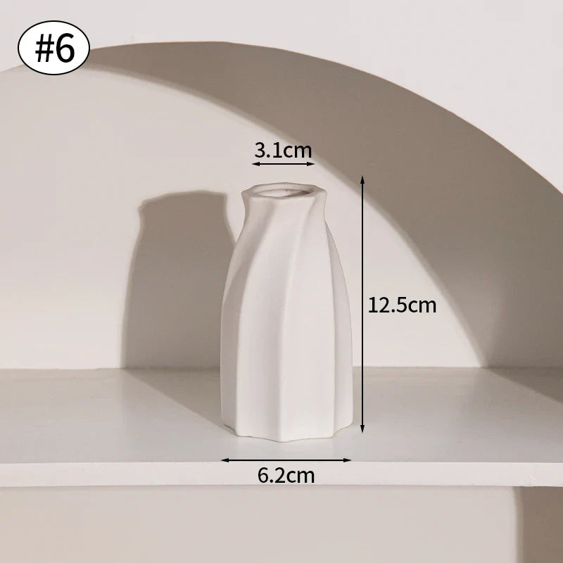 Ceramic Decorative Vase for Dried Flowers & Hydroponic Plants, Modern Table Ornament for Living Room Bedroom Office