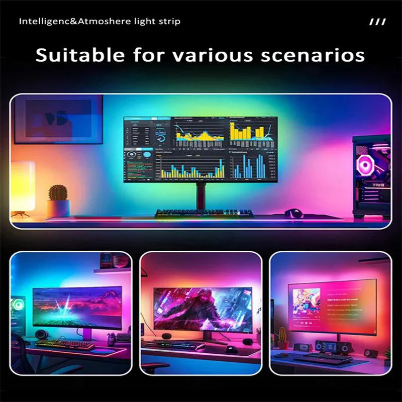 USB RGBIC LED Strip 24–34 in (61–86 cm) Monitor Backlight – App & Music Sync for PC Gaming