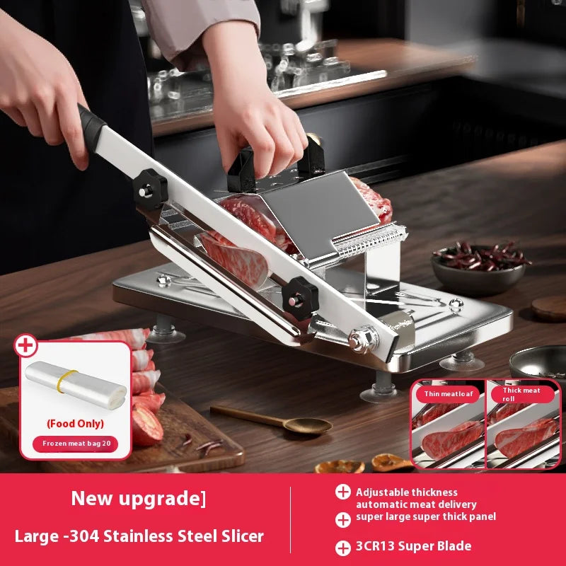 Mutton Roll Meat Slicer 200mm (7.9 in) Stainless Steel — Frozen Beef & Lamb Slicer for Hot Pot, BBQ & Home Kitchen