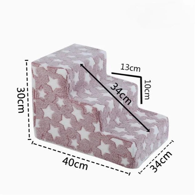 Dog Ramp & Puppy Stairs – Waterproof Anti-Bite Pet Ladder with Detachable Washable PU Cover, Sponge Cushion, Cartoon Pattern