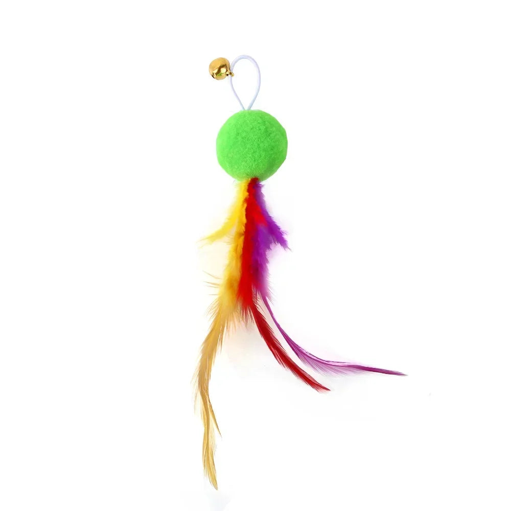 Interactive Cat Feather Toy Refill Kit – Feather Birds, Faux Worm & Foam Ball with Bell for Kittens