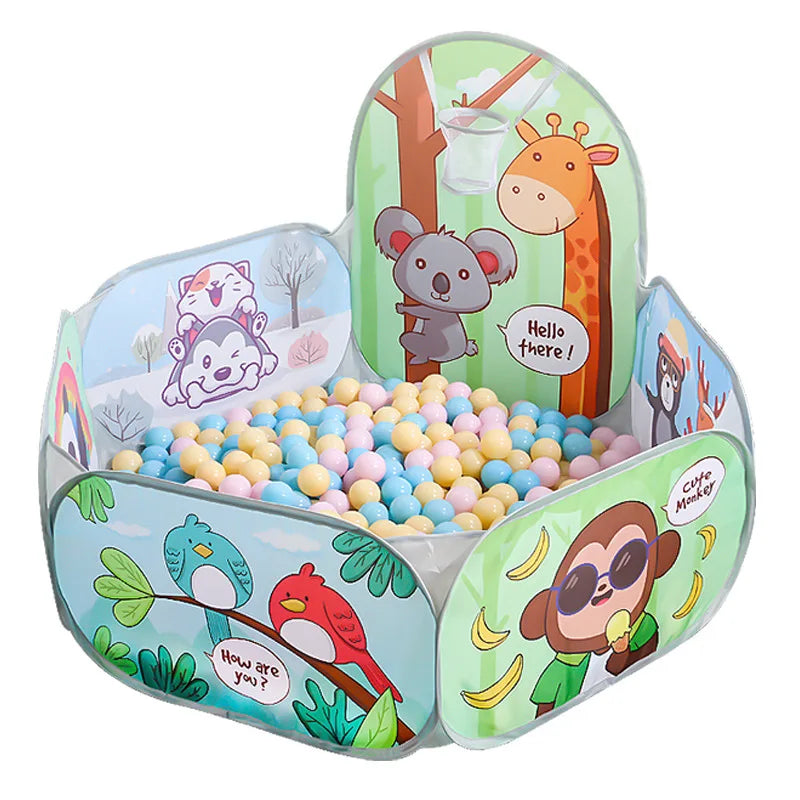 120 cm (47 in) Kids Playpen Ball Pit Tent with Basketball Hoop – Portable Indoor/Outdoor Children's Playhouse