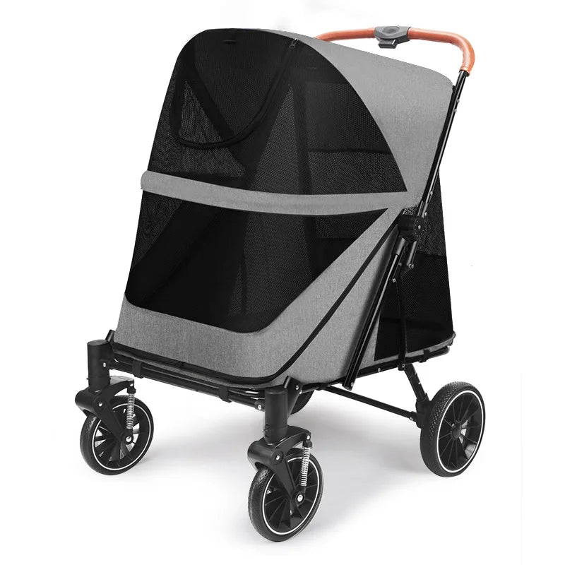 Foldable Pet Stroller for Medium to Large Dogs — 55 kg (121 lb) Load Capacity, Spacious Cabin for Senior Pets