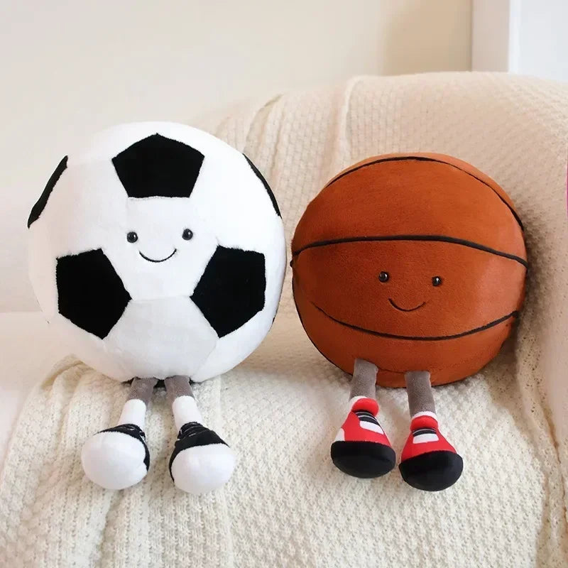 Plush Football & Basketball Pet Toy Pillow - Interactive Dog & Cat Ball, 25–28 cm (9.8–11.0 in)