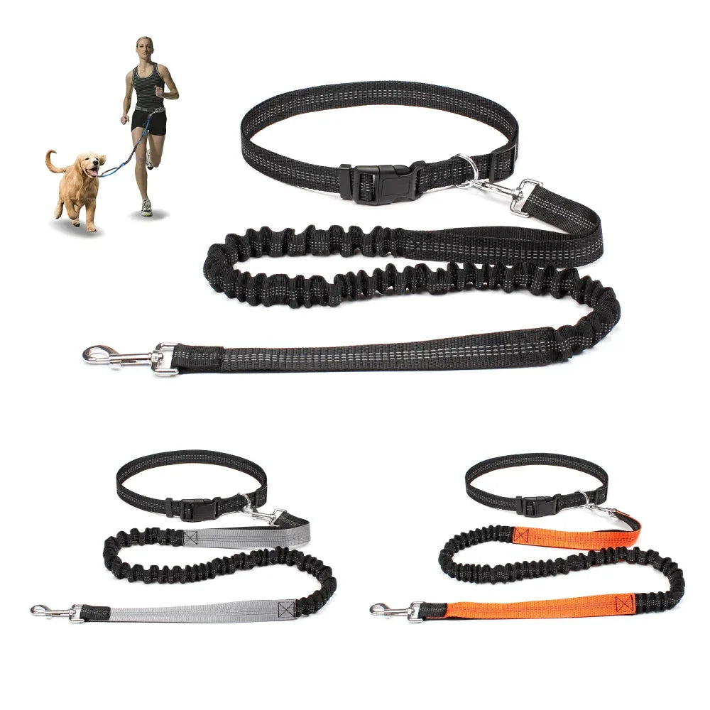 Hands-Free Dog Leash – Adjustable Waist Belt & Chest Strap, Reflective Running Jogging Leash 27.5–47 in (70–120 cm) Waist, 50–70 in (125–180 cm) Leash
