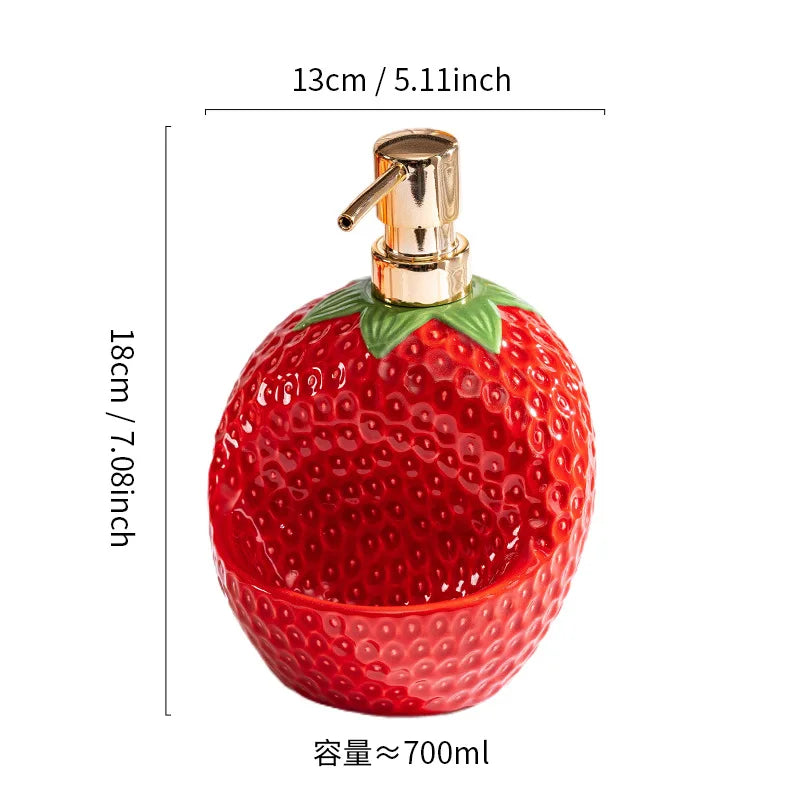 Ceramic Strawberry Oil & Vinegar Cruet - Fruit-Shaped Kitchen Seasoning Jar for Salt, Sugar, Soy Sauce