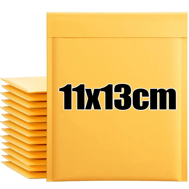 Kraft Paper Bubble Mailers – Self-Seal Waterproof Padded Envelopes, Yellow, Multiple Sizes (11×13–18×23 cm / 4.3×5.1–7.1×9.1 in), Pack of 10/20/30/50