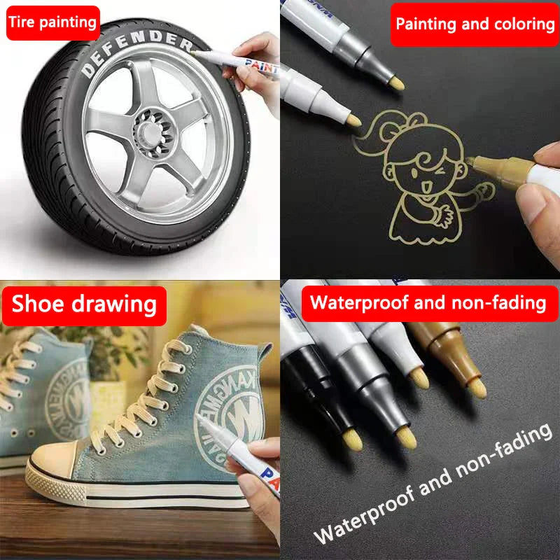 Opaque White Oily Paint Marker Pen Waterproof Gel Ink 0.8/1.0/2.0/2.8mm Nibs for DIY Graffiti, Sketching and Stationery