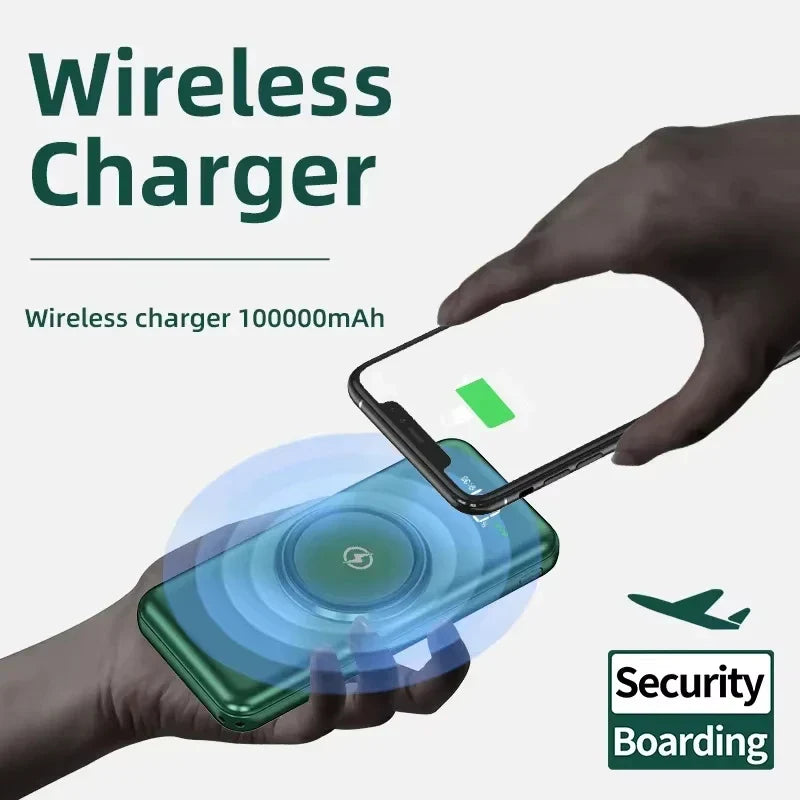 200000mAh Portable Power Bank Wireless Charger — 4 Built-In Cables, LED Digital Display, PD 20W & 120W Fast Charge
