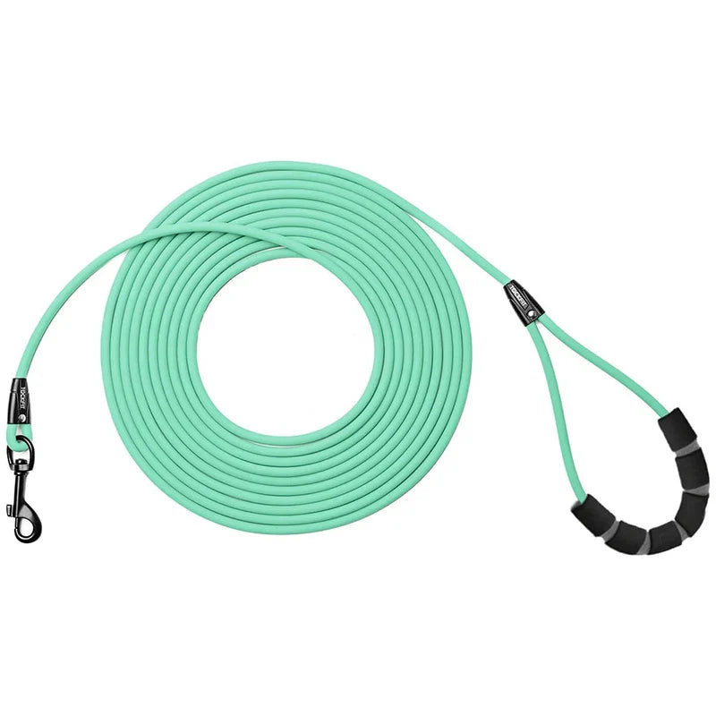 Waterproof PVC Dog Leash — Long Training Recall Lead 5ft/1.5m, 10ft/3m, 20ft/6m, 30ft/9m — Durable Tangle-Free Leash for Beach, Yard & Camping