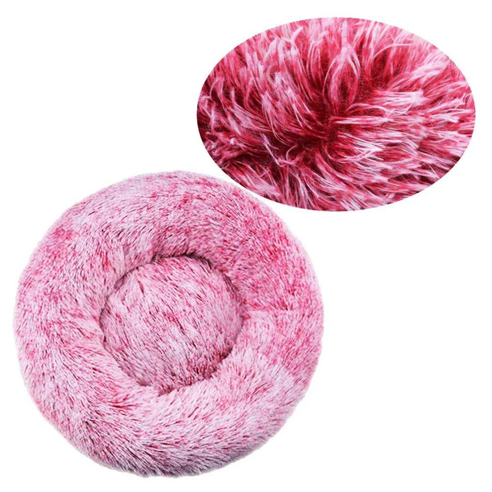 Round Plush Pet Bed, Washable Cozy Dog & Cat Sofa, Winter Warm, Multiple Sizes 16–35 in (40–90 cm)