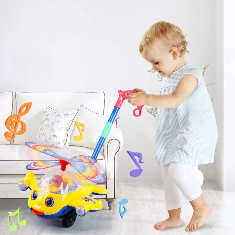 Outdoor Push-Along Baby Walker Plane Car Toy – Hand-Push Toddler Walker for Kids