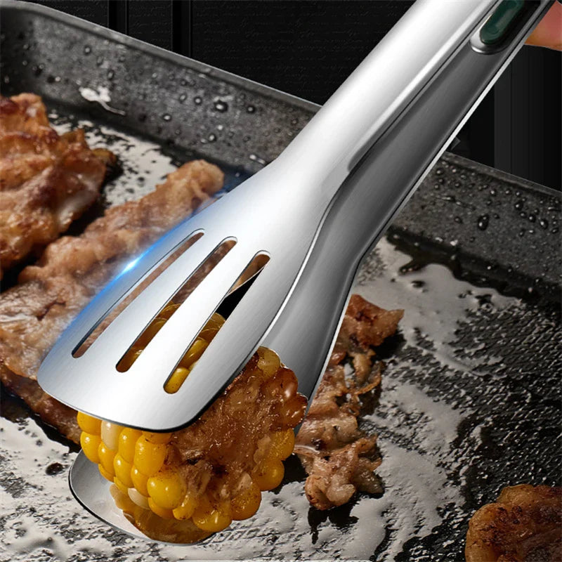 Non-Slip Stainless Steel Serving Tongs — 3 Lengths (6.9/9.3/11.2 in | 17.5/23.5/28.5 cm) for BBQ, Salad, Bread & Buffet