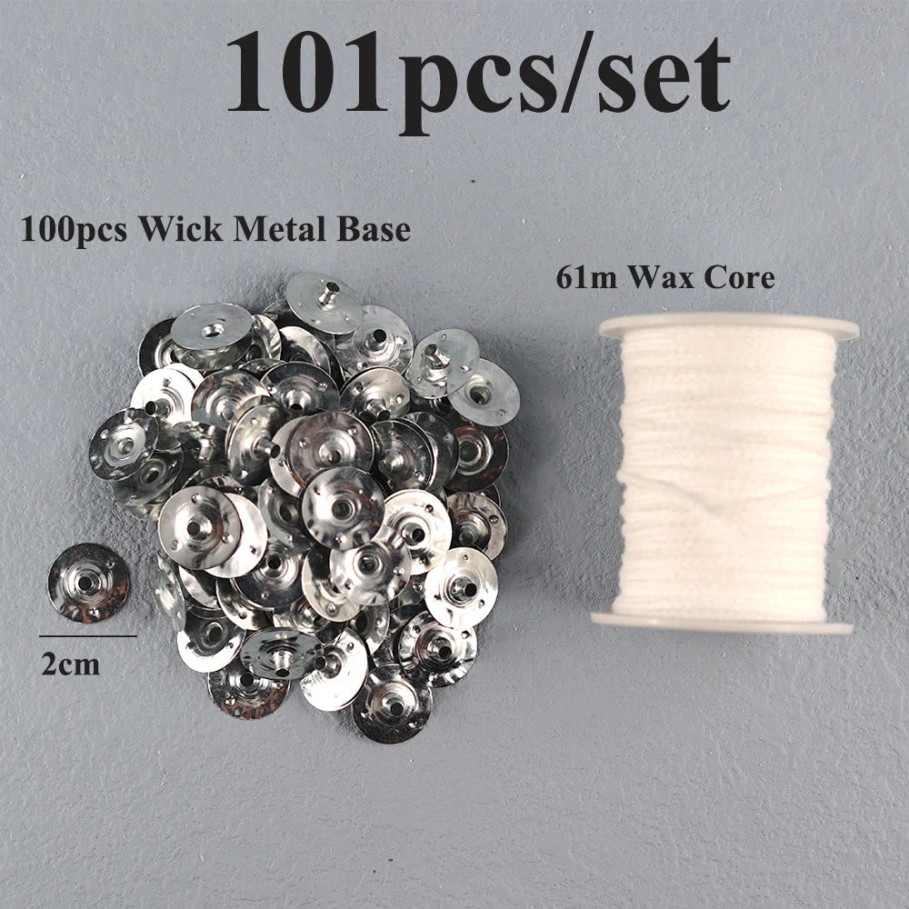 Pre-Waxed Cotton-Core Candle Wicks with Metal Sustainer Tabs, 100-Pack, 1.0–7.9 in (2.6–20 cm) for DIY Candle Making