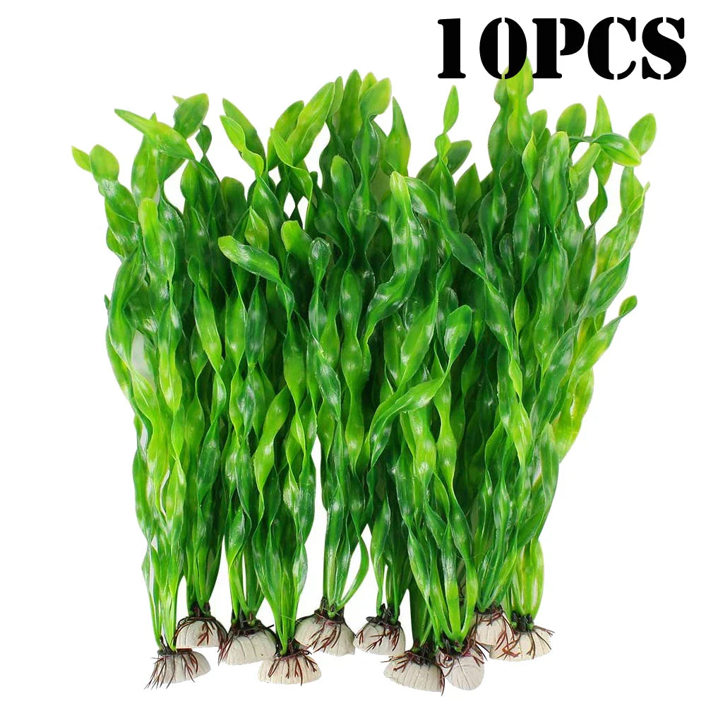 5/10-Pack Artificial Aquarium Plants - Plastic Seaweed Fish Tank Decorations, Assorted Heights 4.7-13.8 in (12-35 cm)
