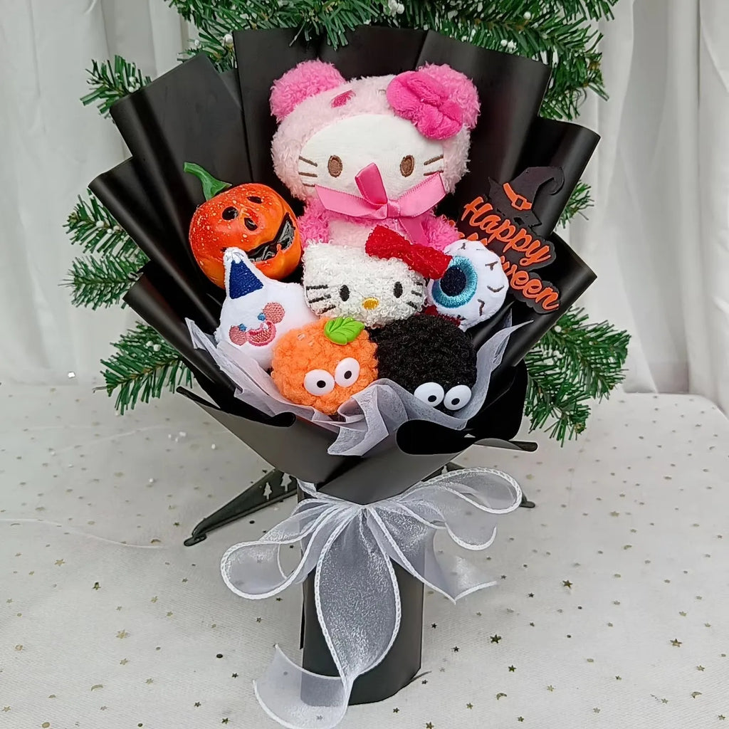 Kawaii Cat Plush Bouquet with Soap Rose Flowers — Cute Valentine's Day, Birthday & Graduation Gift