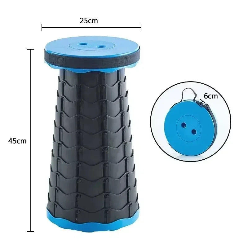 Portable Folding Telescopic Stool – Lightweight Collapsible Plastic Camping & Fishing Chair with Carry Handle, Supports up to 500 lb (≈227 kg)