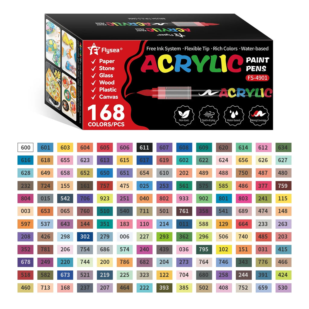 Acrylic Paint Brush Marker Set – Soft Brush Tip with Automatic Ink Control | Paint Pens for Wood, Stone, Glass, Canvas & Fabric