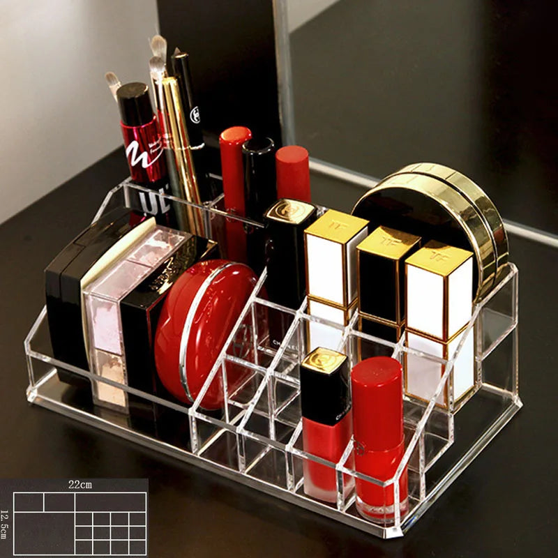 Clear Acrylic Makeup Brush Organizer – Transparent Cosmetic Holder for Lipstick, Brushes & Makeup Tools
