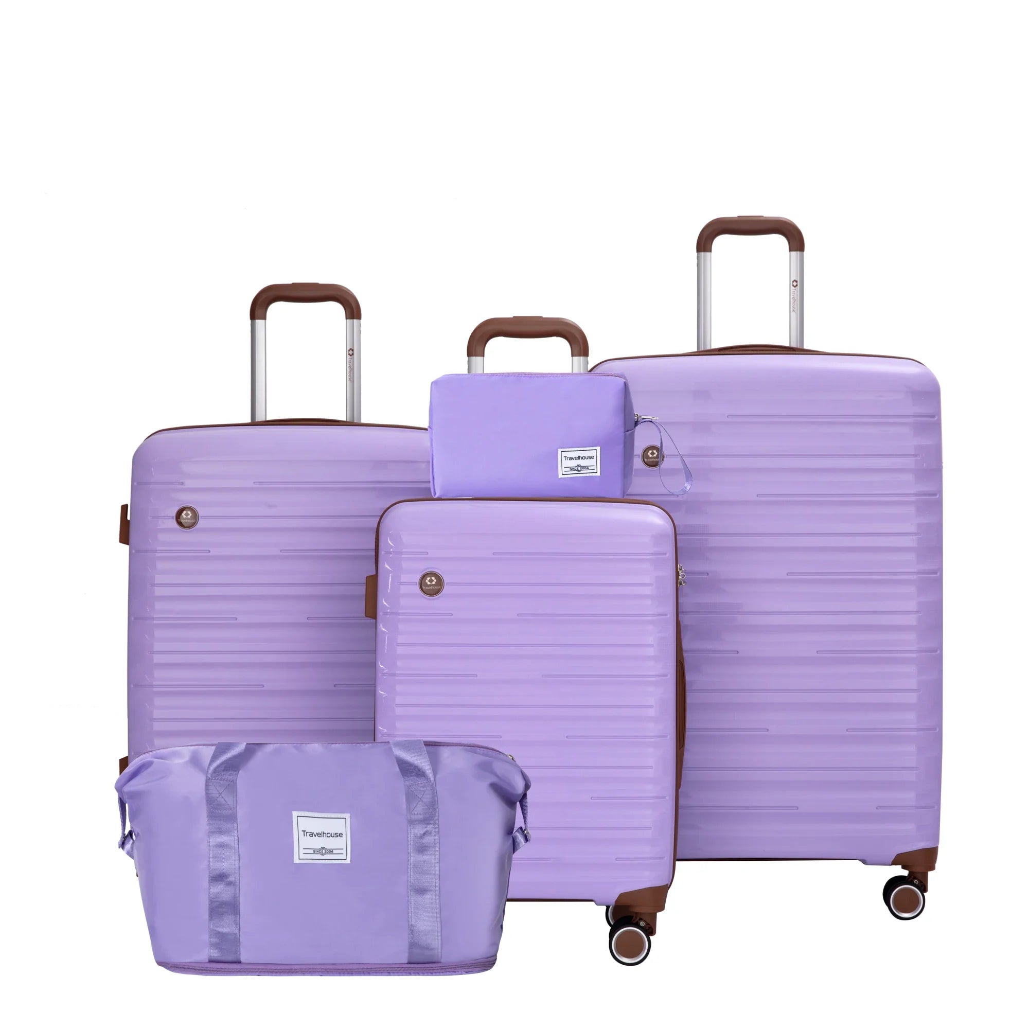 5-Piece Travel Luggage Set – 3 Hardshell Suitcases with Double Spinner Wheels & TSA Lock, Waterproof Duffel & Toiletry Bag