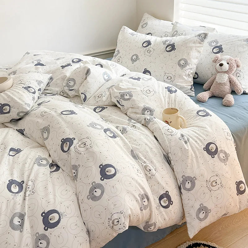 Floral Kawaii Bed Linen Set - Bed Sheet & Duvet Cover Twin / Full / Queen / King (3-4 Pc)