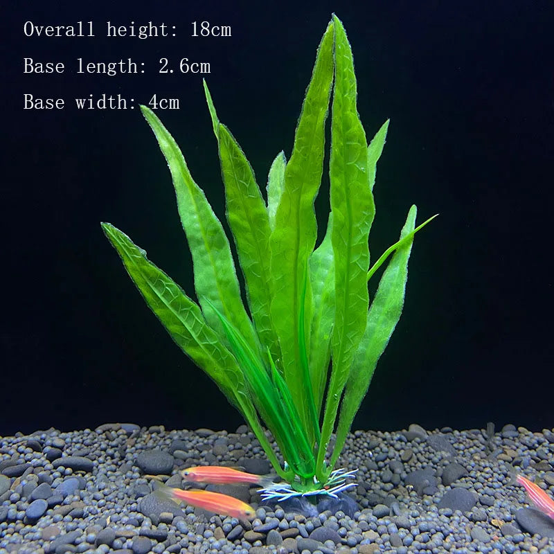 Artificial Aquarium Plants – Plastic Underwater Green Shrubs with Resin Base, Fish Tank Decoration