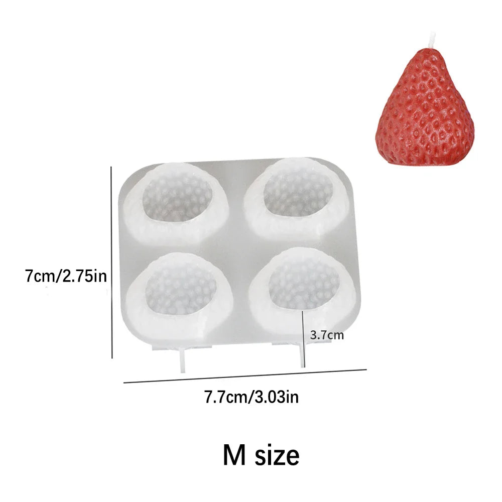 3D Strawberry Silicone Candle Mold - Cute Fruit DIY Candle Making Kit for Valentine's Day, Weddings & Home Decor