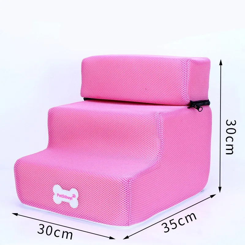 3-Step Pet Stairs for Small Dogs and Cats - Removable Washable Non-Slip Ramp Ladder