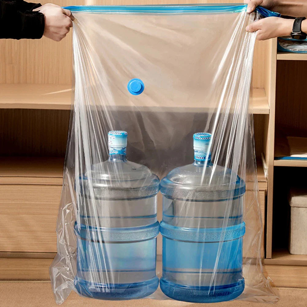 4-Pack Reusable Vacuum Storage Bags for Clothes, Clear Large Space-Saving Compression Bags for Travel & Home
