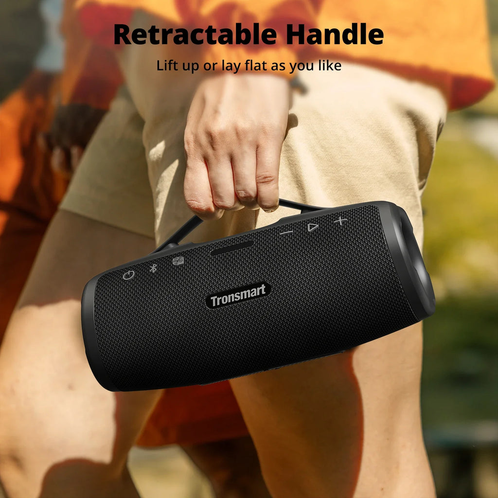 50W Portable Bluetooth Speaker — IPX7 Waterproof, 8000mAh Built-in Power Bank, App-Controlled EQ & Retractable Handle