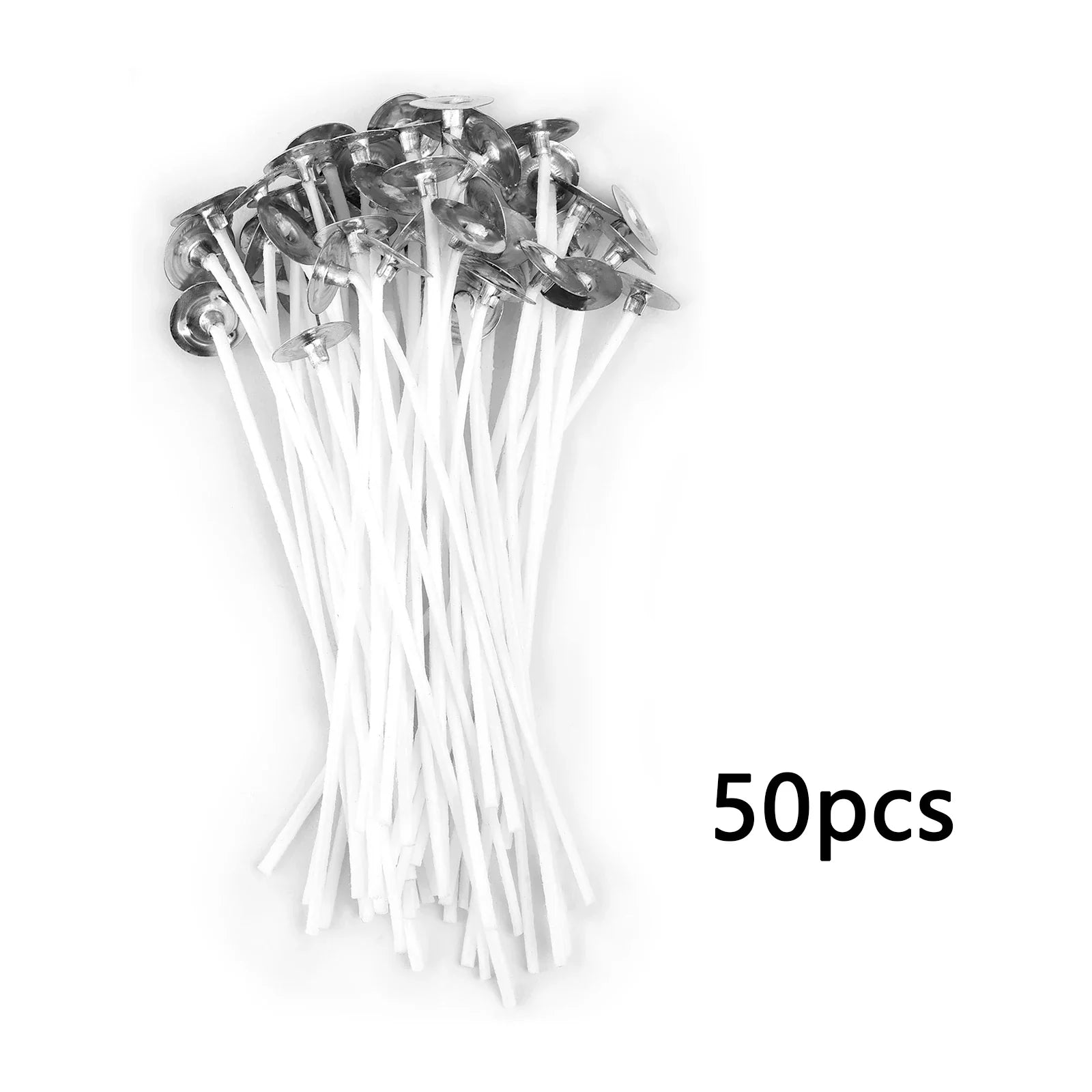 Pre-Waxed Pure Cotton Candle Wicks — 50/100 Pack, Smokeless DIY Candle Wicks, Multiple Lengths 2.6–20 cm (1.0–7.9 in)