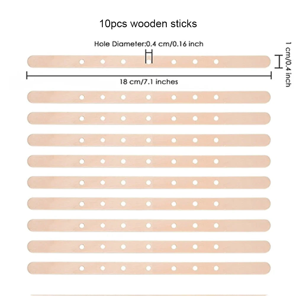 Pre-Waxed Cotton Candle Wicks 100-Pack (2.6–20 cm / 1.0–7.9 in) with Metal Bases, Adhesive Stickers & Holders — DIY Candle Making Kit