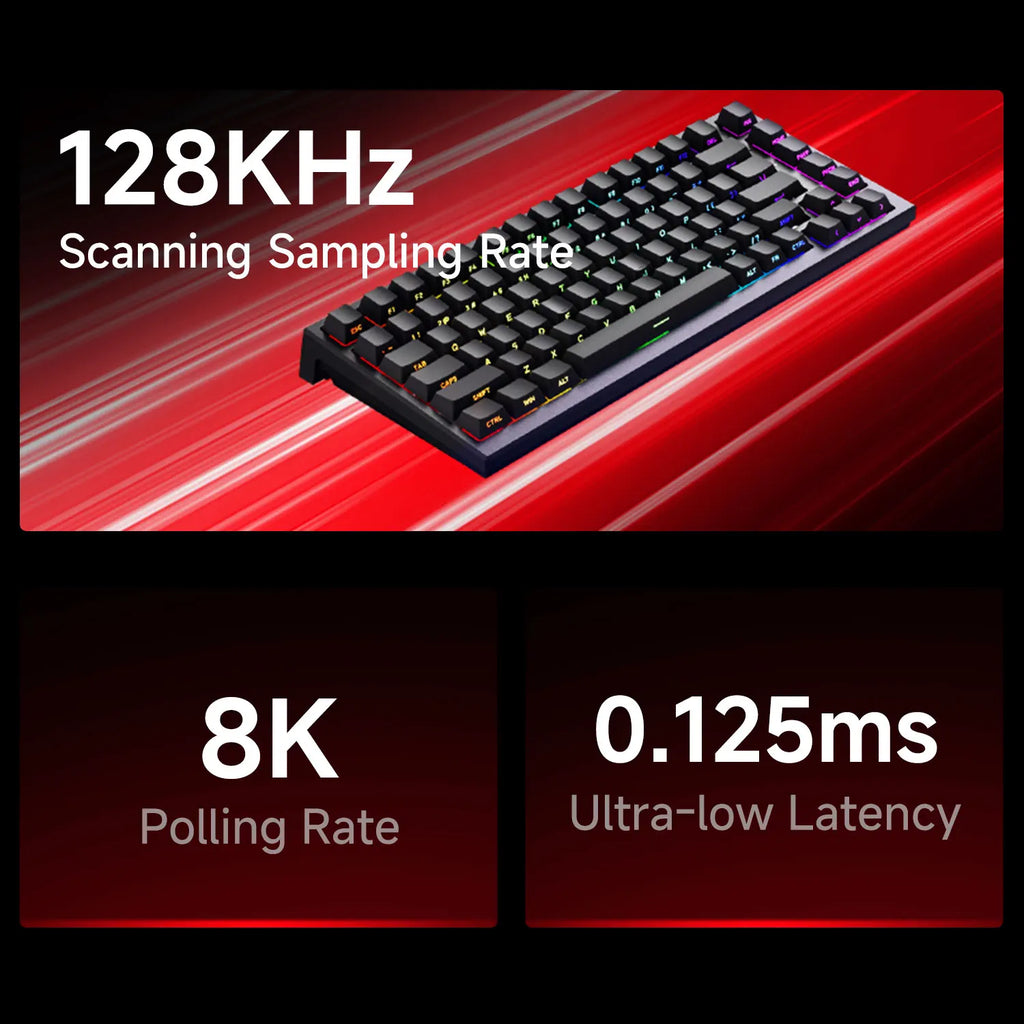 75% 83‑Key Magnetic Switch Hot‑Swap Mechanical Gaming Keyboard — 8K Polling, 0.005mm Rapid Trigger, RGB Wired