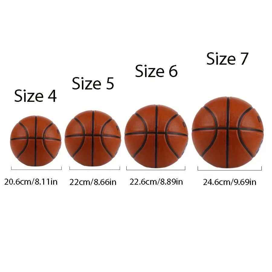 Basketball for Adults & Youth - Brown, Sizes 4/5/6/7 (1pc) - Durable Rubber Indoor/Outdoor Game Ball