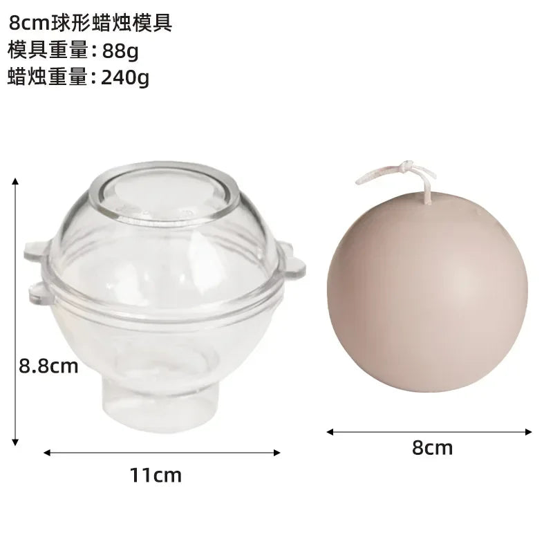 DIY Spherical Candle Mold Kit 5–10 cm (2–4 in) Acrylic Round Ball — Planet Series