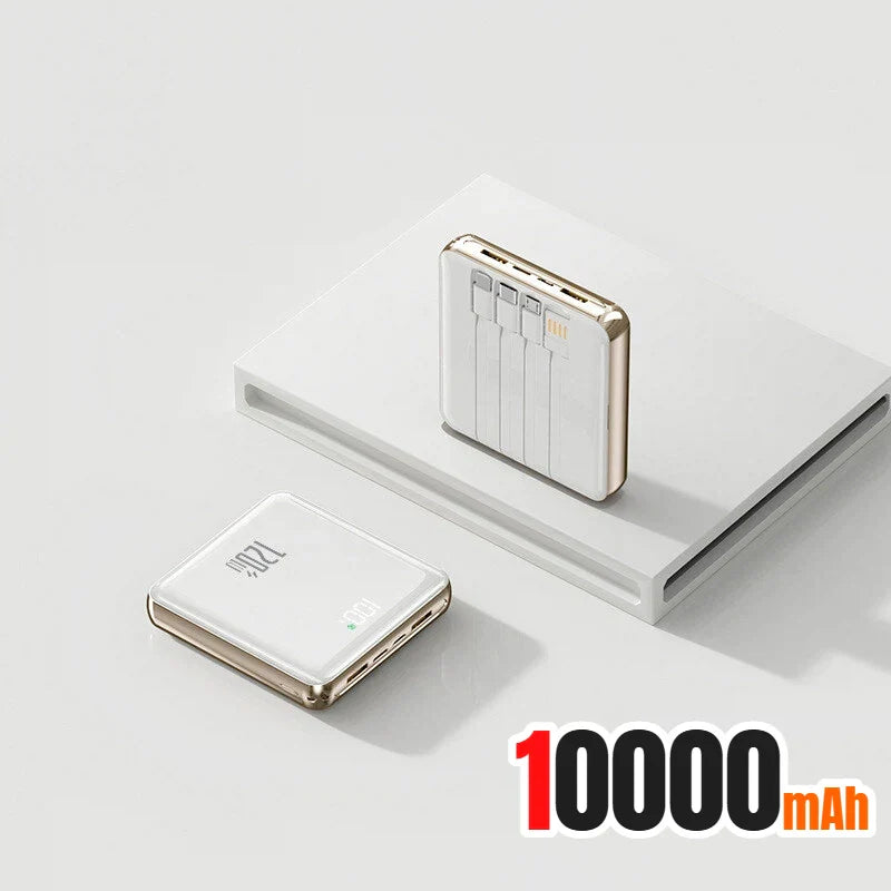 500,000 mAh Mini Power Bank Built-in 4 Cables 120W Fast Charging Portable External Battery for Android & iOS