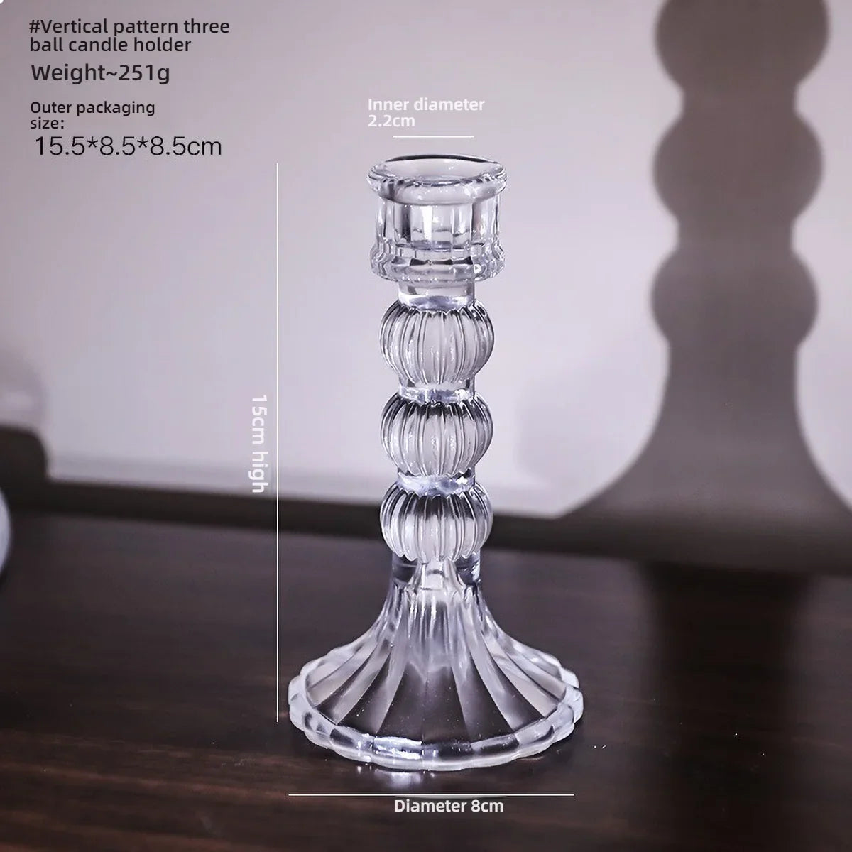 Clear Glass Pillar Candle Holder Table Candlestick for Dining Room Decor