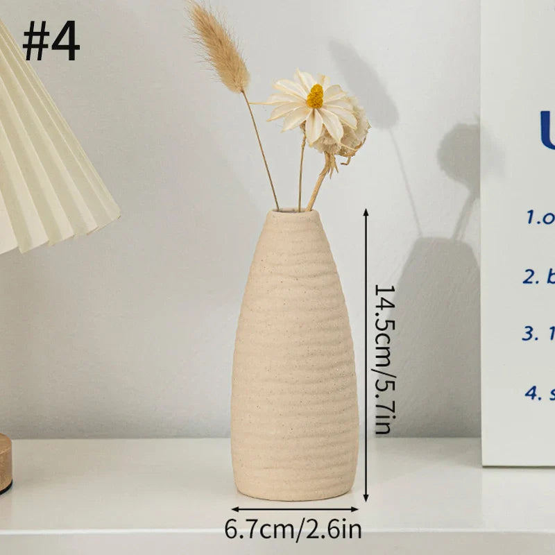Ceramic Decorative Vase for Dried Flowers & Hydroponic Plants, Modern Table Ornament for Living Room Bedroom Office
